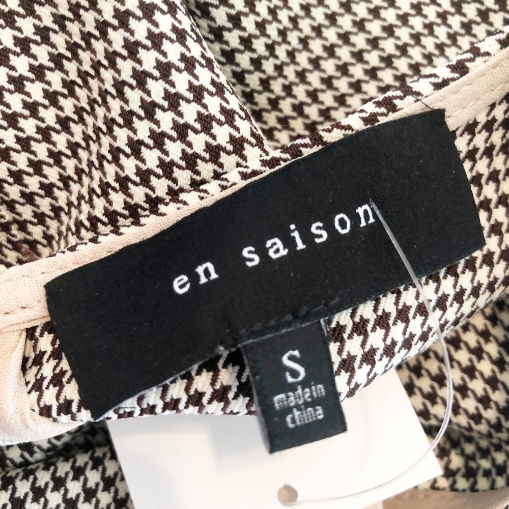 NWT Anthropologie Houndstooth Pleated Puff Sleeve Cottagecore Preppy Midi Dress - Picture 6 of 10